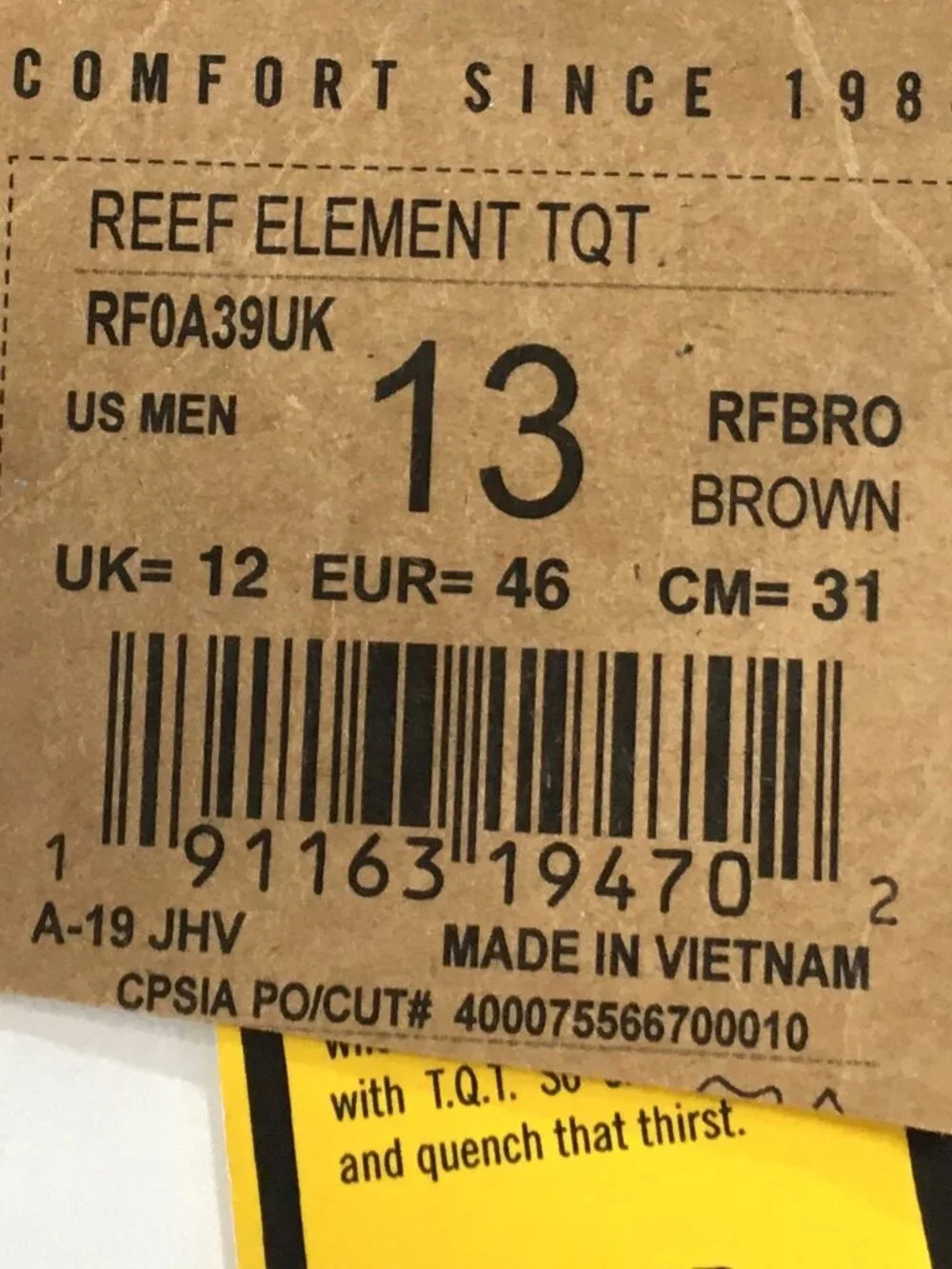 Reef Element TQT Flip Flop Sandals Mens 13 Dark Brown Bottle Opener
